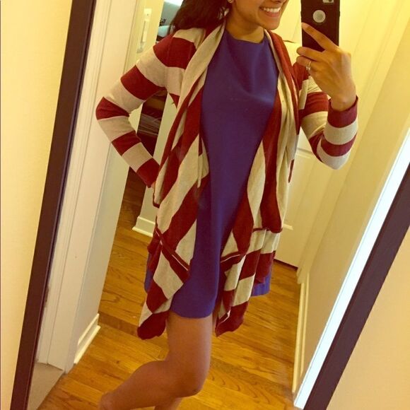 Guess maroon and beige stripe flowy cardigan - Picture 1 of 4